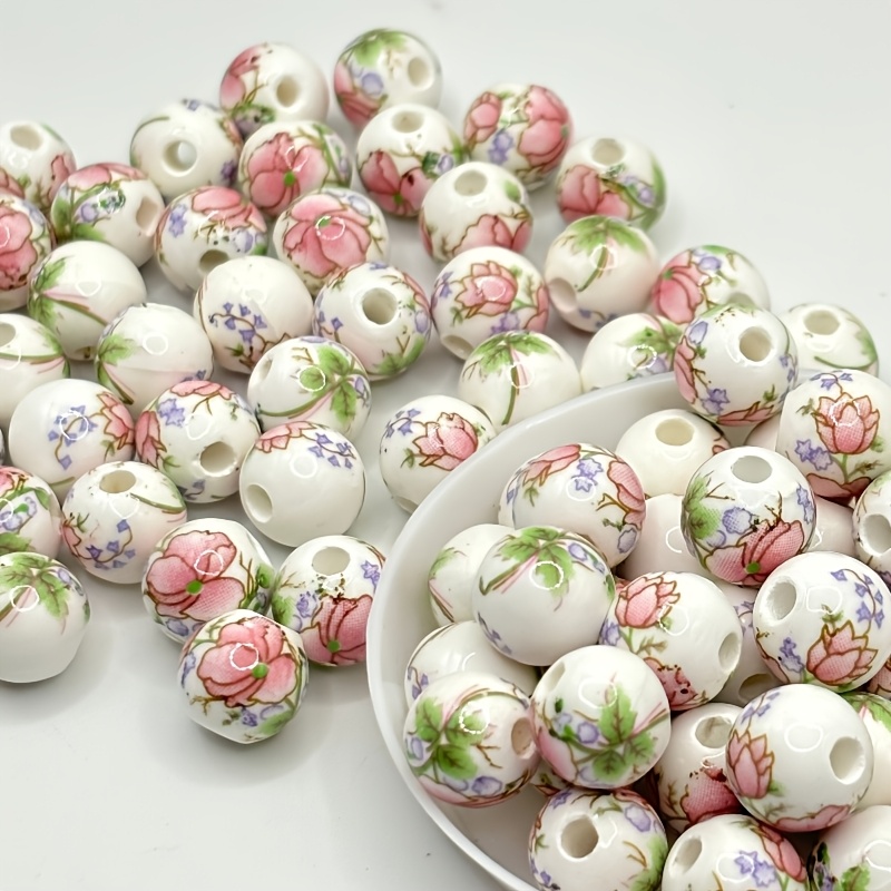 26pcs Colorful Floral Ceramic Beads for Jewellery Making